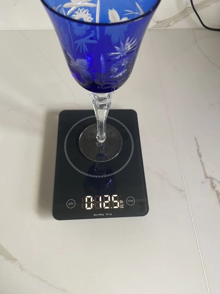 Arnstadt Kristall German Hand Made Cut Crystal Stemware Dresden Kobalt 6 Glasses - Image 3 of 4