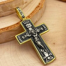 Silver 925, Gilding 999 Cross Crucifixion  Love of the Savior Lord Jesus Christ