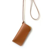 Eyeglass Case with Belt Clip Leather Solid Glasses Pouch Women New-brown