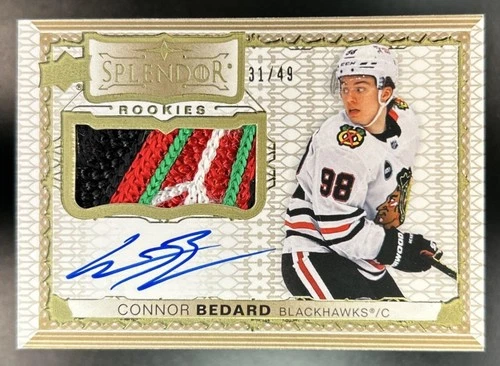 2023-24 Upper Deck The Cup Connor Bedard 2023 24 Splendor Patch Auto RC #/49