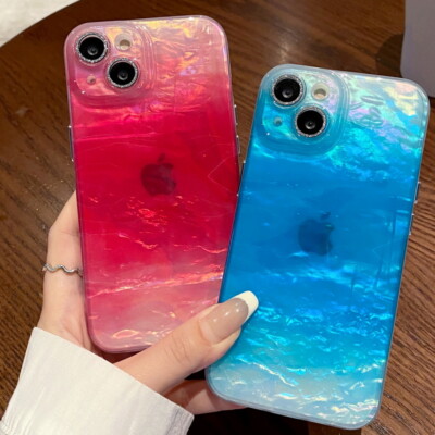 For iPhone 13 Pro Max 15 Pro 14 Gradient Shockproof Shell Pattern Case Cover