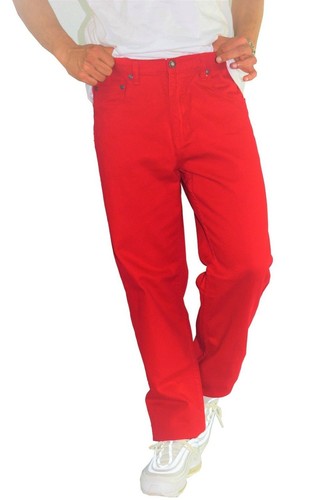 Mens RED Colour Branded Georgio Peviani G Denim True Star Comfort Fit Jeans - Picture 6 of 6