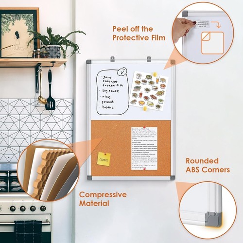 Elegant 90x60cm Dry Erase Cork Board with Magnetic Surface – Ideal for Any Space - Picture 7 of 11