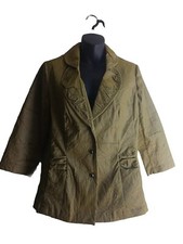 FLAIR Vtg Iridescent Olive Lime Green Womens Blazer Silver Buttons Medium Slick