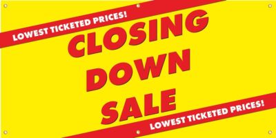 Closing Down Sale | Vinyl Banner w/ Grommets | 3 H x 6 W