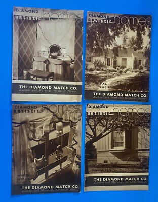 Diamond Match Company  FOUR Artistic Home Brochure Plan Magazines 1930's