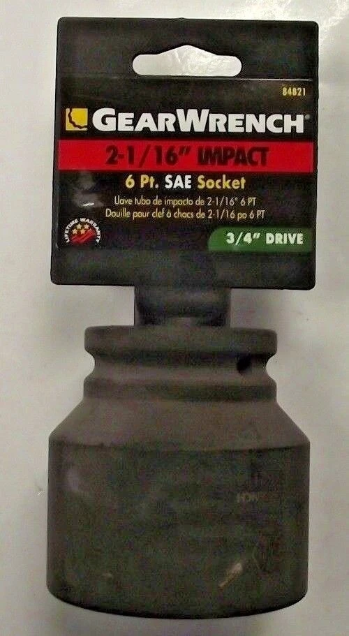 Gearwrench 84821 3/4" Drive 2-1/16" Impact Socket 6 Point