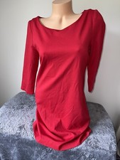 Banana Republic Dress Womens 8 Bodycon Zip 3/4 Sleeve Lipstick Red Stretch 3636