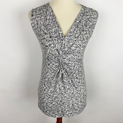 Eddie Bauer Aster Twisted Front Space Dye V-Neck Tank Top Womens XS Black White