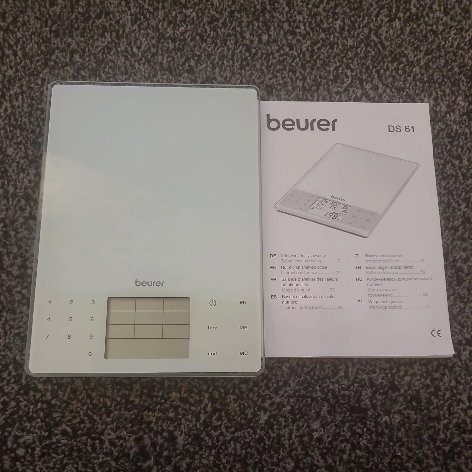 Beurer DS61 Nutritional Analysis Digital Scale 950 Saved Foods up to 5kg White