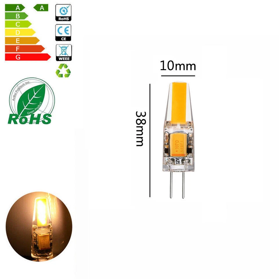 10x G4 LED 12V Warm White 5W Dimmable Bulbs COB Pin Base Lamps Bulb - Image 2 of 4