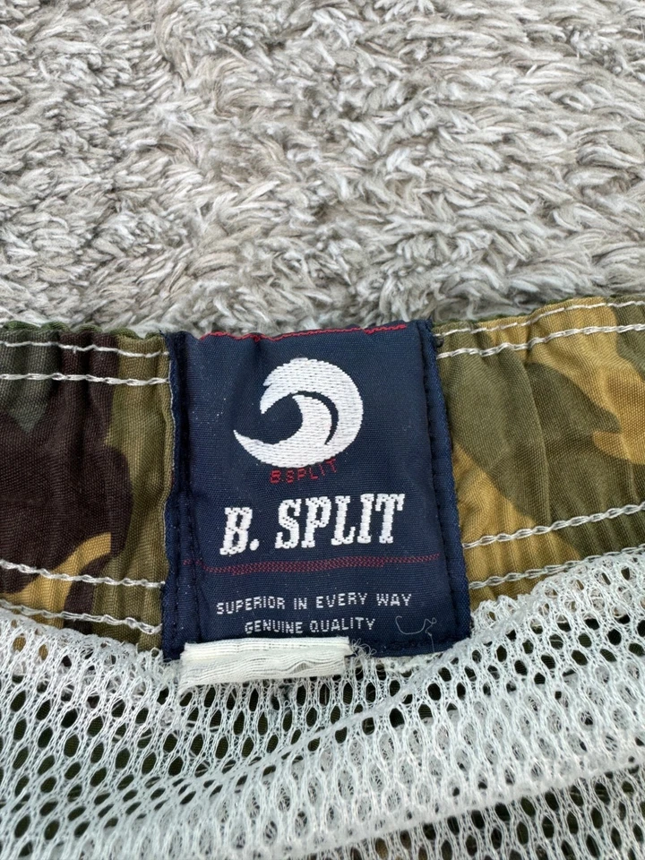 B Split Swim Trunks Mens XL Army Green Camo Military Lined Board Shorts - Image 3 of 4
