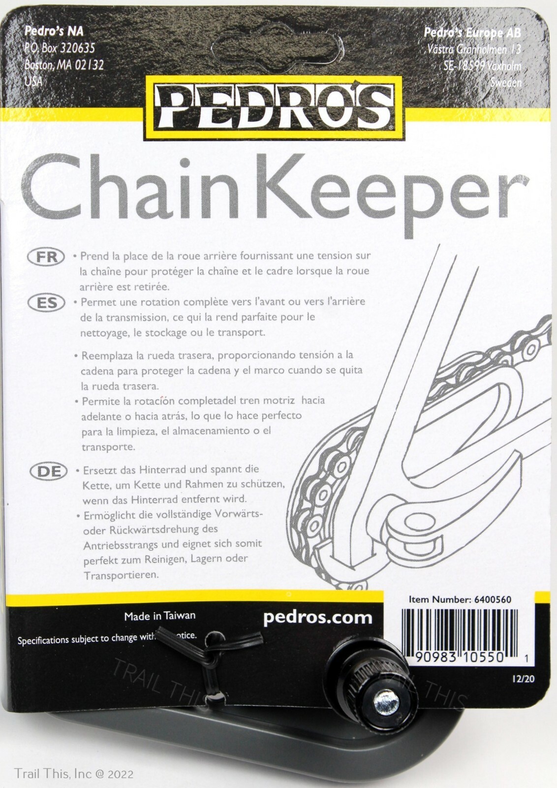Pedro's Chain Keeper Bike Wheel QR Placeholder for Cleaning and Travel Pedros