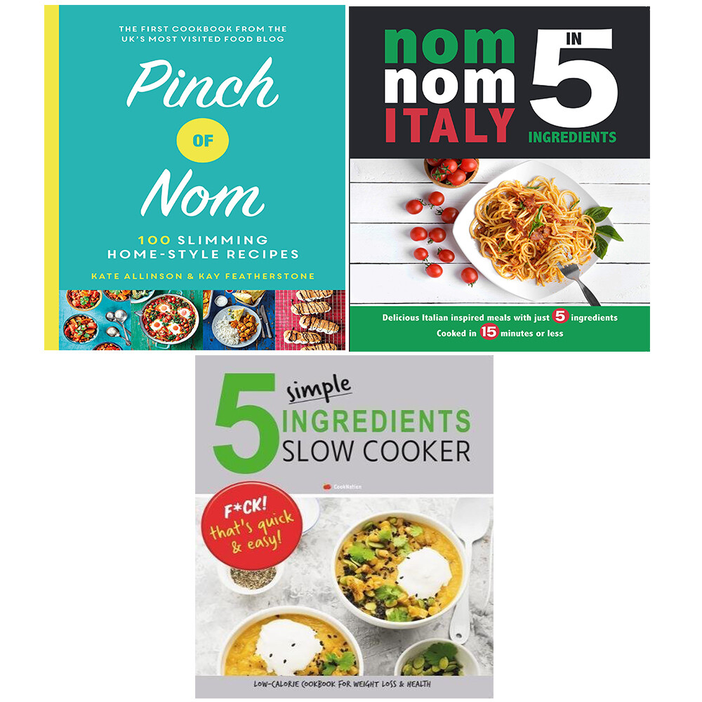 5 Simple Ingredients Slow,Nom Nom Italy In 5,Pinch of Nom Cookbook 3 Books Set