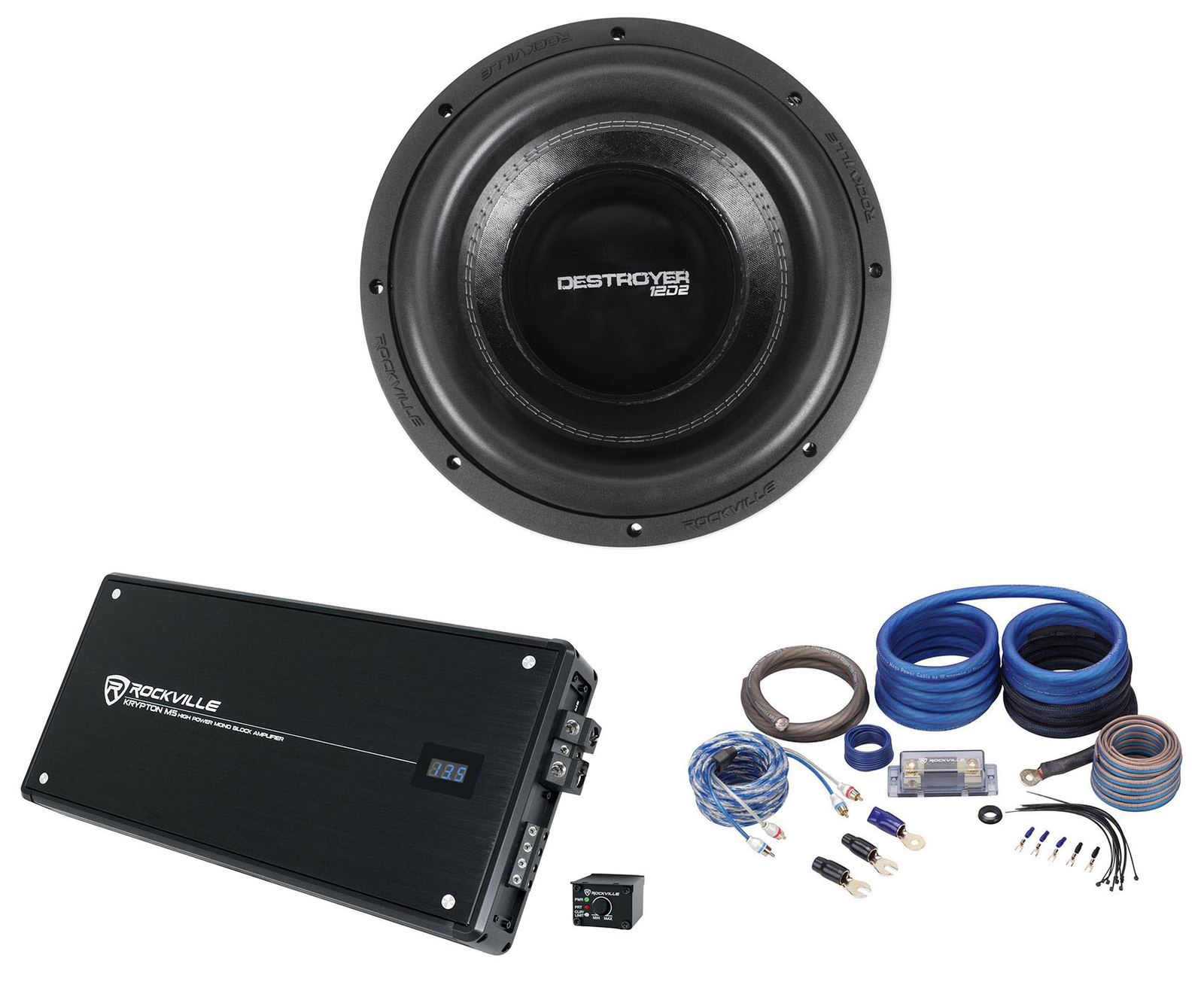 Автомобильный сабвуфер Rockville Destroyer 12D2 12 Competition моноусилитель Комплект усилителей 110490₽