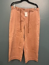 J. Jill Cropped Wide Leg Pants Women's 16 Brown Drawstring