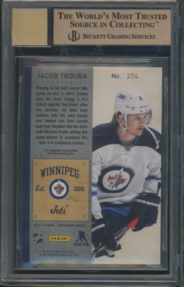 2013-14 Contenders Hockey Jacob Trouba #274 Rookie RC Ticket Auto BGS 9.5 - Image 2 of 2