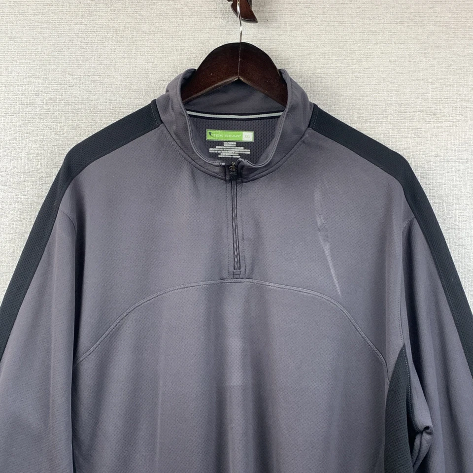 Pullover TEK GEAR 1/4 Cremallera Para Hombre Talla Extra Grande Gris Negro Bolsillos Atléticos Foto 2 de 4
