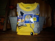 POKEMON BOYS 2 PIECE FLANNEL PAJAMA SET SIZE 8 GRAY YELLOW LONG SLEEVE SLEEP WEA