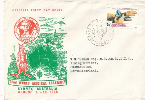 1968 - World Medical Assembly in Sidney, Australia. Eventcover-
