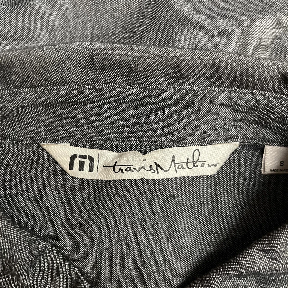 Travis Mathew Men's Button Front Shirt Golf Gray Pocket Cotton/Polyester Peru S - Image 3 of 4