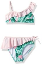 Jantzen Little Girls Size 5 Tropicana Print Bikini Swim Shoulder Ruffle New 38