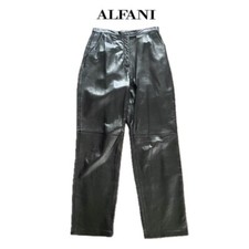 ALFANI Vintage 90s Y2K Black Genuine Lamb Leather Pants Sz 12 Fully Lined