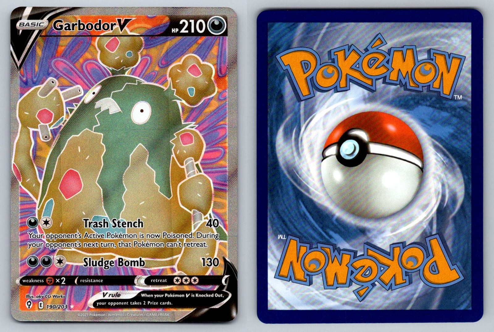 Garbodor V - Evolving Skies - - Rare Ultra - 190/203 - Pokemon - - NM