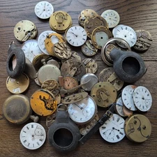 Lot of Pocket Watch Parts and Movements for Spares or Repair (DF31)