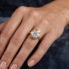 Wedding Diamond Ring IGI Lab Grown E F VVS 3.50 Ct Round Cut 14k Yellow Gold