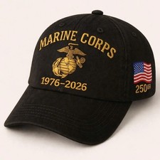 Marine Corps 250th Anniversary Hat, Military Pride Patriotic Embroidery Cap U.S