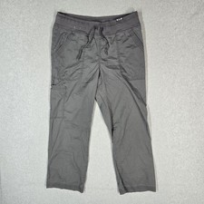 Koi Women Scrub Pants M PETITE Gray Cargo 27" Inseam Outdoor Pockets Drawstring