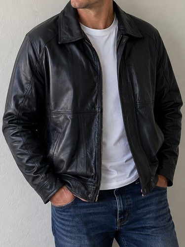 Hill & Archer Genuine Leather Jacket Men's 42 Vintage Made in Korea 80s 90s