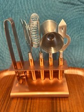 Juego de herramientas de barra Godinger 5 piezas de cobre martillado barman kit de mixología con soporte