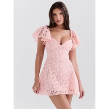 House of CB Verity Perfectly Pink Floral Lace Mini Dress XS