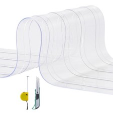 Uimoso Ribbed PVC Strip Curtain Roll 150'x8" for Cooler and Freezer Doors
