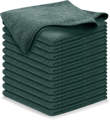 USANOOKS Microfiber Cleaning Cloth - 12Pcs 12.5x12.5 inch 12 pack, Dark Green 