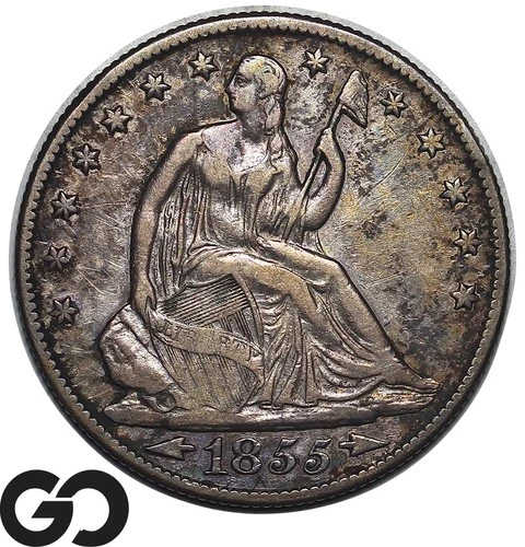 1855-O Seated Liberty Half Dollar, W/ Arrows, Choice VF+