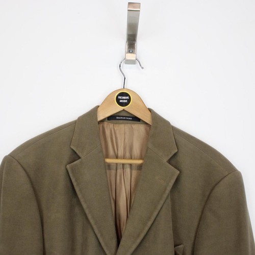 Vintage Balmain Paris Khaki Brown Cotton Overcoat - Picture 1 of 5