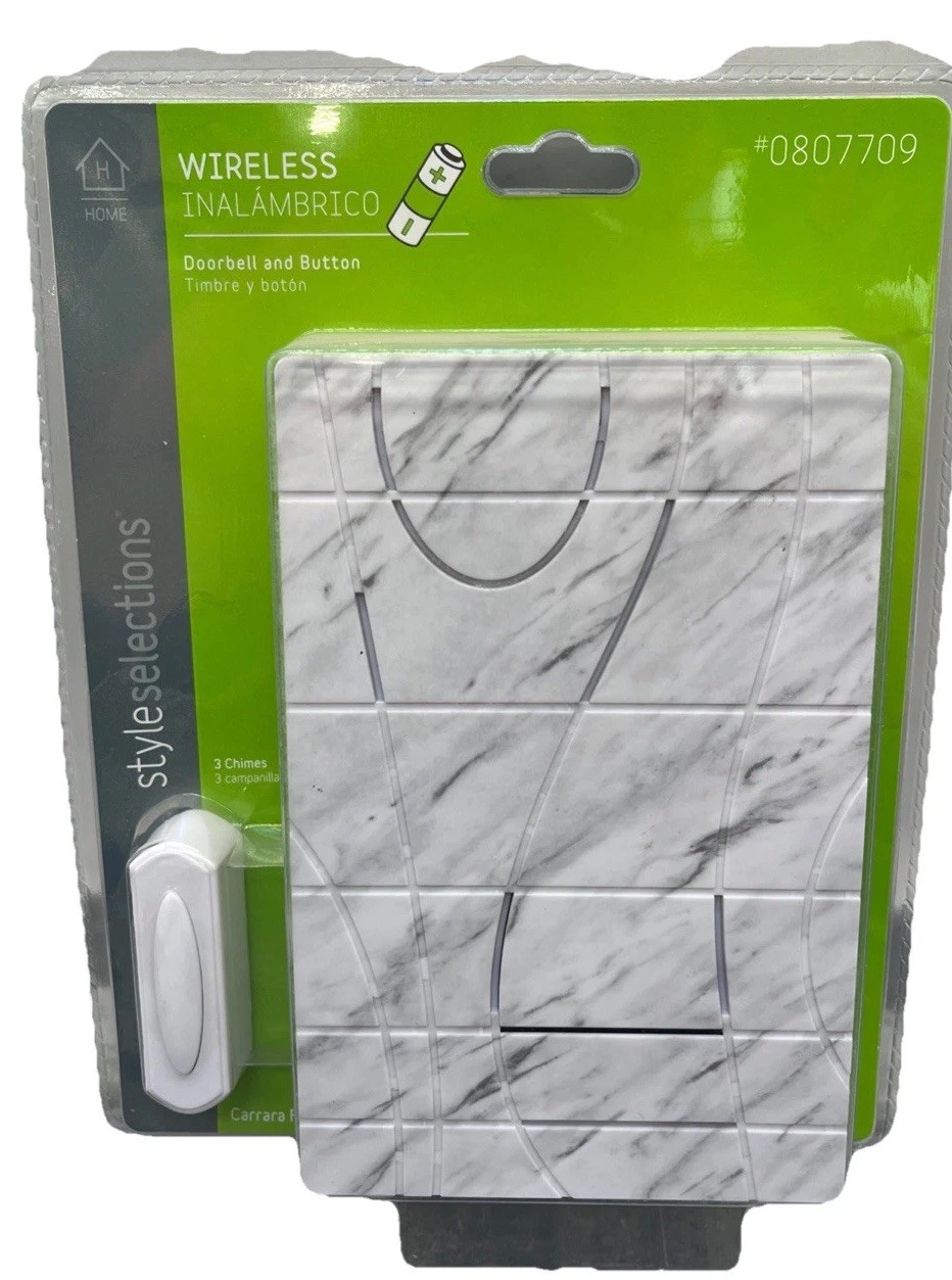 Style Selections Wireless Doorbell and Push Button-3 Chimes,