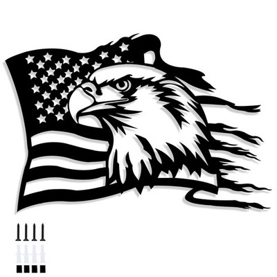 American Flag Wall Decor American Bald Eagle Metal Wall Art for Fourth of Jul...