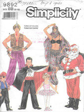 Uncut Simplicity Pattern 9892 Vampire Pirate Genie Santa Harem Costume Size 2-12