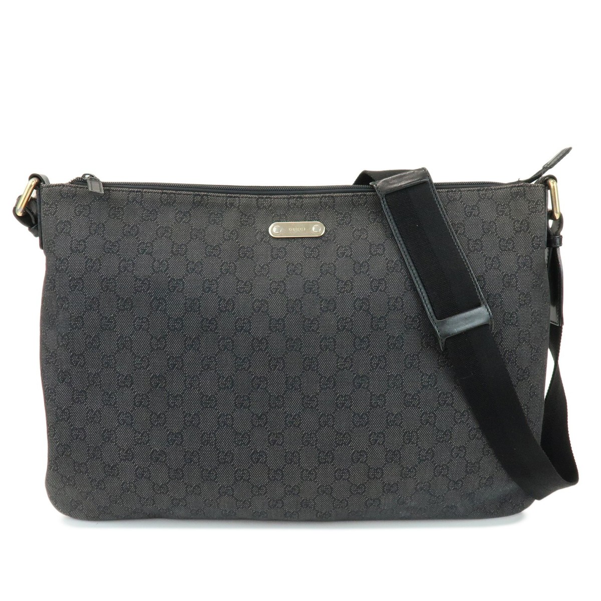 GUCCI GG Monogram GG Denim Shoulder Crossbody Bag Black 190628
