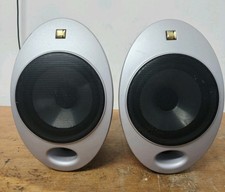 Pair of KEF HTS2001 Uni-Q Egg Satellite Speakers x2 Silver 8Ohms 10-100 Watt W