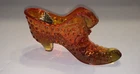 Fenton Amberina Hobnail Cat Head Slipper Shoe Red Orange Art Glass