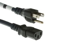 AC Power Cord, 5-15P to C13, 16 AWG, 3', Black - Lifetime Warranty