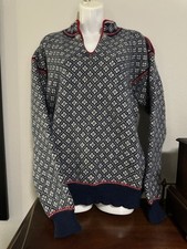 Nordic Nomad 100 Whool Sweater - Blue White W Red Trim Excellent Condition 