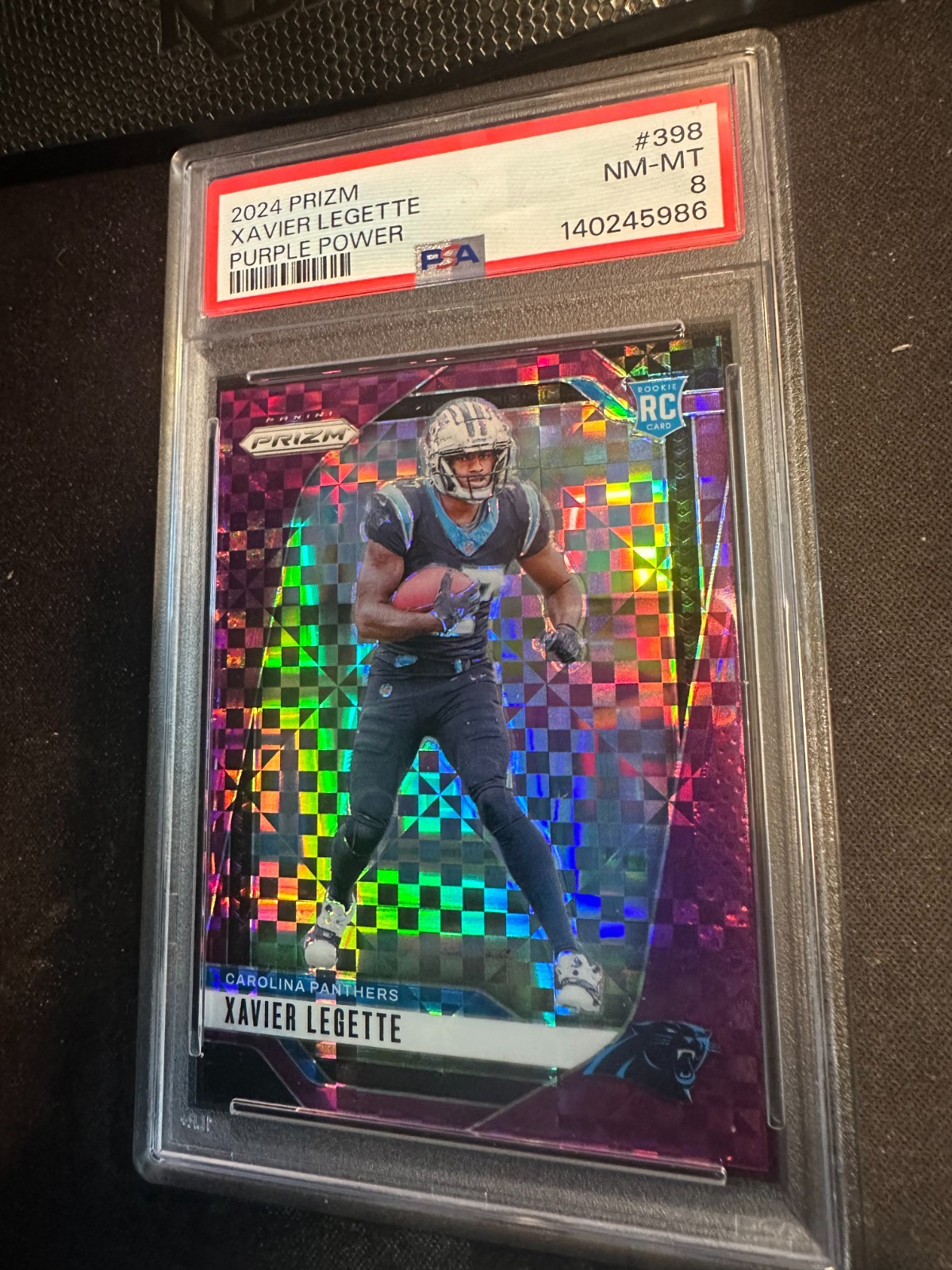 2024 PANINI PRIZM PURPLE POWER /49 XAVIER LEGETTE RC PSA 8 Panthers