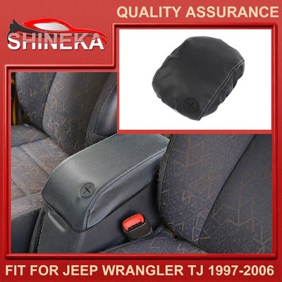 Leather Black Console Armrest Box Pad Cover Protect For Jeep Wrangler TJ 1997-06