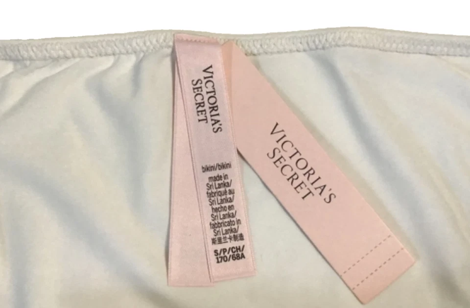 Victoria's Secret Women's String Bikini Panty Small Coconut White Lace Trim Rose - Image 3 of 4